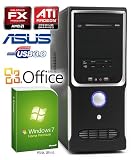 Leiser PC - CSL Sprint H5832 (Hexa) - Gaming SixCore! PC-System mit AMD FX-Series FX-6100 6x 3300 MHz, 1000GB SATA, 8192MB DDR3, ASUS Mainboard, Radeon HD 6570 2048MB, DVD-RW, CardReader, 7.1 Sound, GigLAN, USB 3.0, Windows 7 Home Premium, Office 2010