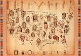 Native American Tribes Map Art Print Poster - 13x19