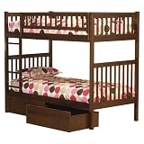 Product details for Arizona Twin/Twin Bunk Bed with Under-Bed Drawers - Antique Walnut