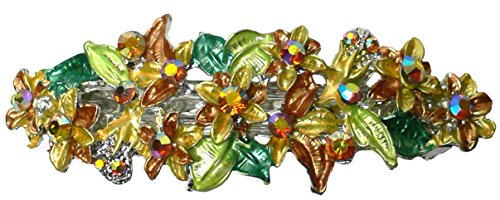 Crystal Flower Barrette with French Clip Clasp YY86800-1golden amber
