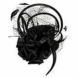 Cocktail Black Mini Top Hat W/Net Trim Headband