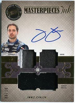 Jimmie Johnson 2013 Showcase Masterpieces Ink AUTOGRAPH FIRESUIT SHOE METAL /10 - Autographed NASCAR Cards