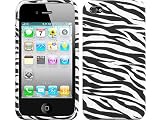 Zebra White Silicon Soft Gel Skin Case Cover for Apple iPhone 4 4S AT&T Verizon and Sprint