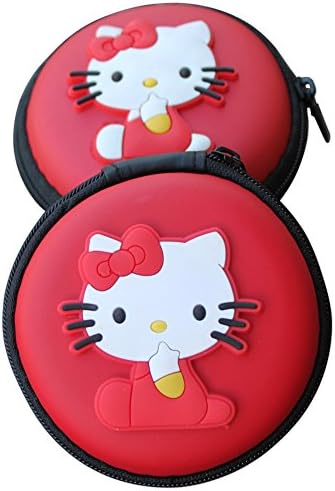 ArdenBox [2-Pack] Kids Portable Mini Zipper Hard Storage Case for Cellphone Earbuds, Headset Earphones Storage with Pouch Organizer (Red)
