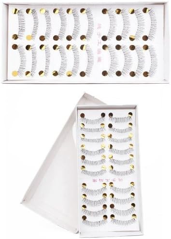 60 Pairs Natural Look Taiwan Handmade Fake False Eyelashes Eye Lashes Transparent Stem High Quality #218 Classical Eyelashes - MZZH20001