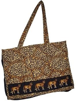 Quilted Beach Bag and Pareo 3 Piece Set, Jaguar Print