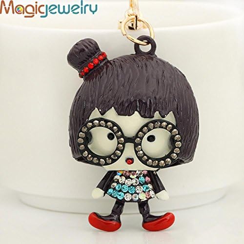 Diamond Perfume Bling Beauty Cute D Enamel Sunglass Tough Girl Key Chains Ring Fashion Crystal Figure Keychain Keyring Gift Purse Charms Pendant Jewelry