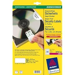Avery Zweckform, L6113-20, 20 Blatt, Kennzeichen-Etiketten, aus Polyester als Wartungssiegel, 45, 7 x 21, 2 mm
