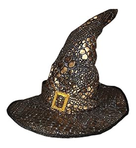 Fun Hat Crocodile Design Adult Brown & Gold Witch Hat with Buckle