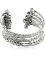 BCBGeneration Silver Colored Multi-Row Cuff Bracelet, 6"