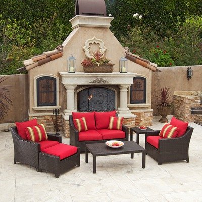 RST Outdoor Cantina Deep Seating Love Seat, Club Chairs End Table Set Patio Furniture, 6-Piece