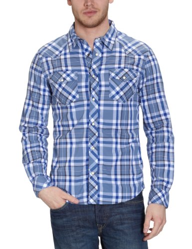 MUSTANG Jeans Herren Freizeithemd Slim Fit, kariert 4404-4680, Gr. 48 (M), Blau (moonlight Preisvergleich