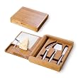 Soiree Natural Wood Hinge Top Wooden/Aluminum Cutting Board With Cheese Wire & Tools