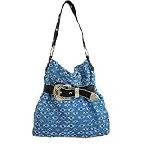 RIPPED DENIM BAG WITH COWBOY BELT TRIM