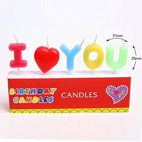 Cute I love U Birthday Cake Candles For Kids, Toothpick Lover Candles, Pack of 5 (I love U)