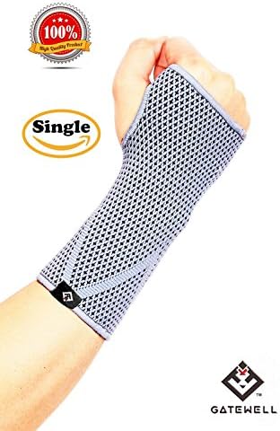 GATEWELL Light Series Elite Knitted Enwrap Compression Wrist Sleeve for Wrist Pain, Carpal Tunnel - Wrist Support - Wrist Brace (1 per package) GRAY - L