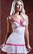 Carrie Amber Sexy Ruffled Love Spell Chemise Babydoll White
