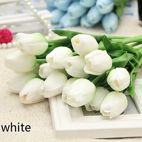 Novolix 10 Pieces PU Artificial Mini Holland Tulip Flower Wedding Bouquet Room Party Decoration