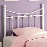 Twin Size Kid Metal Headboard with Shell Accents in White Finish