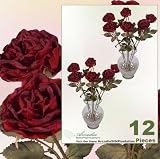 12 pieces of 23 inches Dry Look Artificial Rose Spray _Red