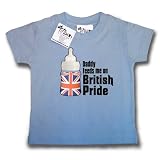 Dirty Fingers  Daddy feeds me on British Pride  Baby & Toddler T-shirt 0-6 months, Blue