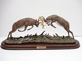 Dueling Bucks - Hand Painted Whitetail Bucks by James Stafford - Danbury Mint