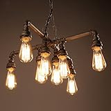 Electro_BP; Vintage Style Metal Art Chandelier Max 480W With 8 Lights Black and Silver Painted Finish