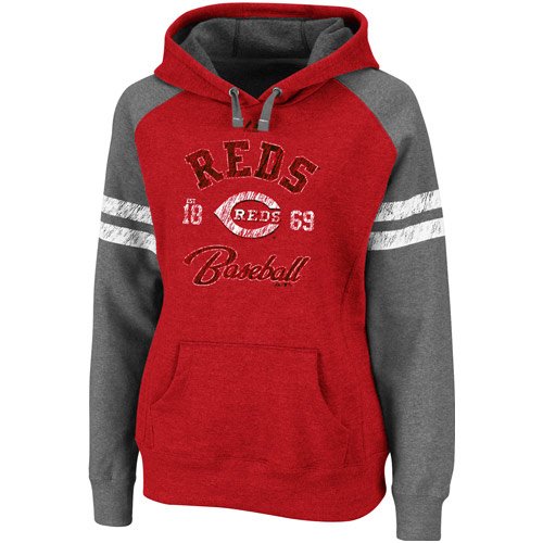 Cincinnati Reds Women's Red Raglan Ruby Hooded Sweatshirt