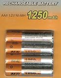 Electronics : AAA Rechargeable Ni-MH Batteries (Card of 4) 1.2v 1250 mAh