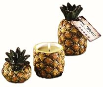 DecoGlow One World Collection 4-Inch Ceramic Pineapple Filled Candle