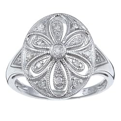 10k White Gold 1/5 TDW Antique Vintage Style Pave Diamond Ring (G-H, I1-I2)
