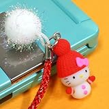 ハローキティ 雪だるま　ニット帽キティ 根付けストラップ　レッド ニット