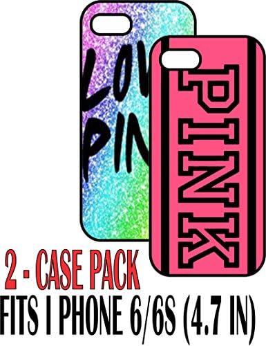 iPhone 6 and 6S black cases (4.7in) - Love pink - 2 set - double set - Best gift - pink lovers
