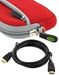 rooCASE Neoprene Sleeve (Red) Case and Mini-HDMI to HDMI Cable 1 Meter (3 Feet) for Panasonic Lumix DMC-FP3K Digital Camera Black