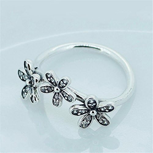 Dazzling Daisies Ring Fits European Pandora Jewelry Authentic 925 Sterling Silver with Clear Cubic Zirconia (54)