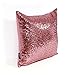 AMAZLINEN(TM Decorative Glitzy Sequin & Comfy Satin Solid Throw Pillow Cover 18 Inch Square Pillow Case, Hidden Zipper Design, 1 Cover Pack Only(Pink)