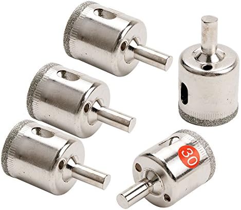 Hole Saw Drill Bits, 30mm, Diamond Coated, for Glass Tile Ceramic Marble, Pack of 5