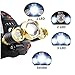 Benran Waterproof LED Headlamp Headlight Rechargeable Head Flashlight Lamp with 3 Xm-l T6 4 Modes Outdoor Sports Hiking Camping Riding Fishing Hunting (spotlight)