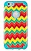 iPhone 6, DandyCase 2in1 Hybrid High Impact Hard Aqua Orange Red Yellow Chevron Pattern + Silicone Case Cover for Apple iPhone 6 (4.7