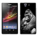 Rubber Case Hard Shell Cover Protective Accessory BY RAYDREAMMM - Sony Xperia Z L36H C6602 C6603 C6606 C6616 - Ape Gorilla Black White Meaning