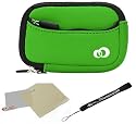 Dark Green - Black Trim Slim Protective Soft Neoprene Cover Carrying Case Sleeve with Extra Pocket for Nikon Coolpix S2500 S3100 S4100 S5100 S6100 S6200 S8100 S8200 Point and Shoot Digital Camera + Includes eBigValue Determination Hand Strap Key Chain