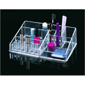 <b>9 Compartment Acrylic Cosmetic Organizer With Removable 12 Piece Lipstick Holder</b>