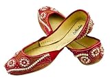 Starlite Bridal-Wedding-Evening-Dress-Beaded-Diamante-Fashion-Flat-Red-Khussa Shoes Pumps Size 3-8 -014