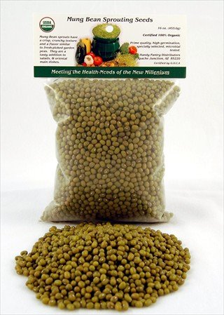 Certified Organic Dried Mung Bean Sprouting Seed: 1 Lb. (16 Oz.) of Dry Mung Seeds for... by WheatgrassKits