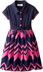 Girls Chevron Print Chiffon/Cotton/Denim/Polyester/Spandex/Knit  Shirt  Dress
