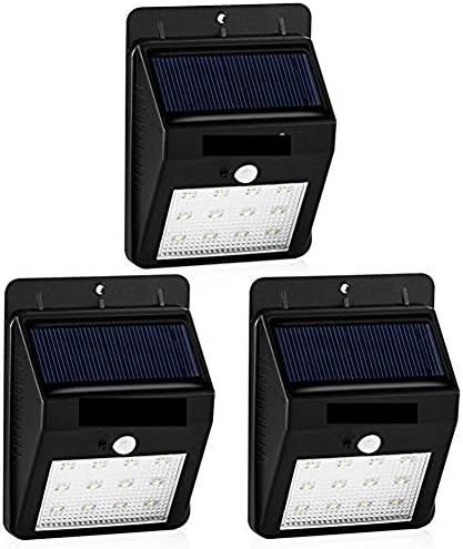 HOMEAN 240Lumens Max Solar Lights, Hallomall Bigger and Brighter 12LED Outdoor Solar Motion Sensor Lights, Diamond Lampshade - SCREW/STICK - For Patio Deck Yard Garden Outside Wall - 2 Modes (3 Black)