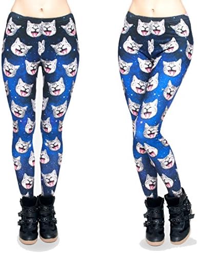 Sexy Galaxy Happy Cat Patterned Printed Leggings for Women