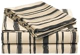 Michael Kors Tokyo Italian made 100-Percent Cotton Sateen King Flat Sheet, Black/Khaki