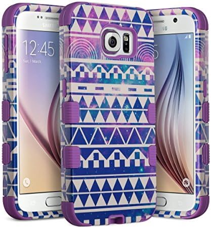 Galaxy S6 Case, S6 Case - ULAK Hybrid Shock Resistant Rubber Case Cover 3in1 Hard Plastic +Soft Silicone for Samsung Galaxy S6 (Dream Travel/Purple)