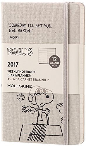 Moleskine 2017 Peanuts Limited Edition Weekly Notebook, 12M, Pocket, Light Grey, Hard Cover (3.5 x 5.5)